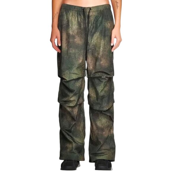 I AM GIA Ishta Green Camouflage Camo Relaxed Fit Wide Leg Parachute Pants sz S - Picture 3 of 12